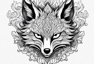 kitsune mask on flame tattoo idea