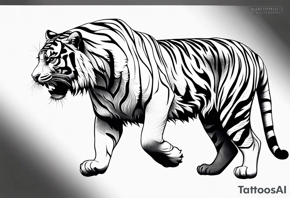 abstract fine line tiger full body tattoo idea abstract fine line tiger full body tattoo idea