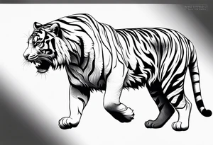 abstract fine line tiger full body tattoo idea