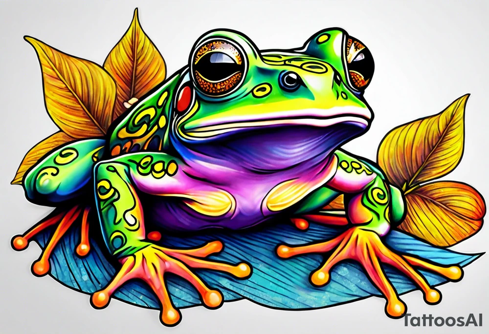 a psychedelic frog tattoo idea