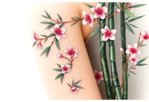 Bamboo in the mountains, plum blossoms, Eastern aesthetic consciousness, appropriate blank space, and a sense of design tattoo idea