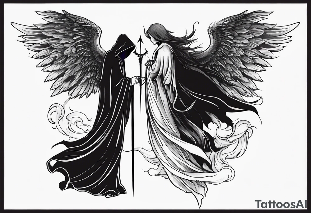 Angel of death and grim reaper tattoo idea
