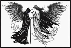 Angel of death and grim reaper tattoo idea