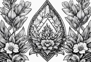 Arrowhead wrapped in lavender plant tattoo idea