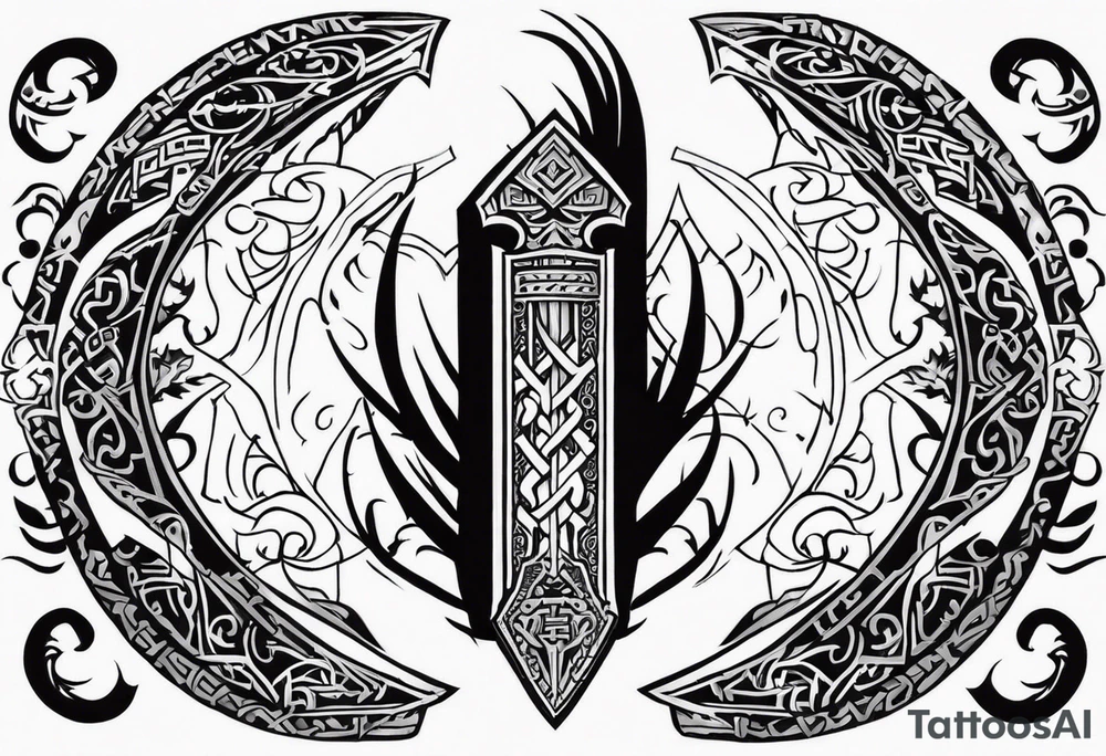 Valhalla sword viking funeral tattoo idea