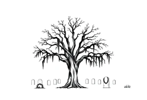 Laurel oak with Spanish moss in a cemetery tattoo idea