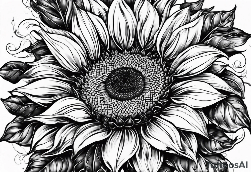 Colorful sunflower arm sleeve tattoo idea