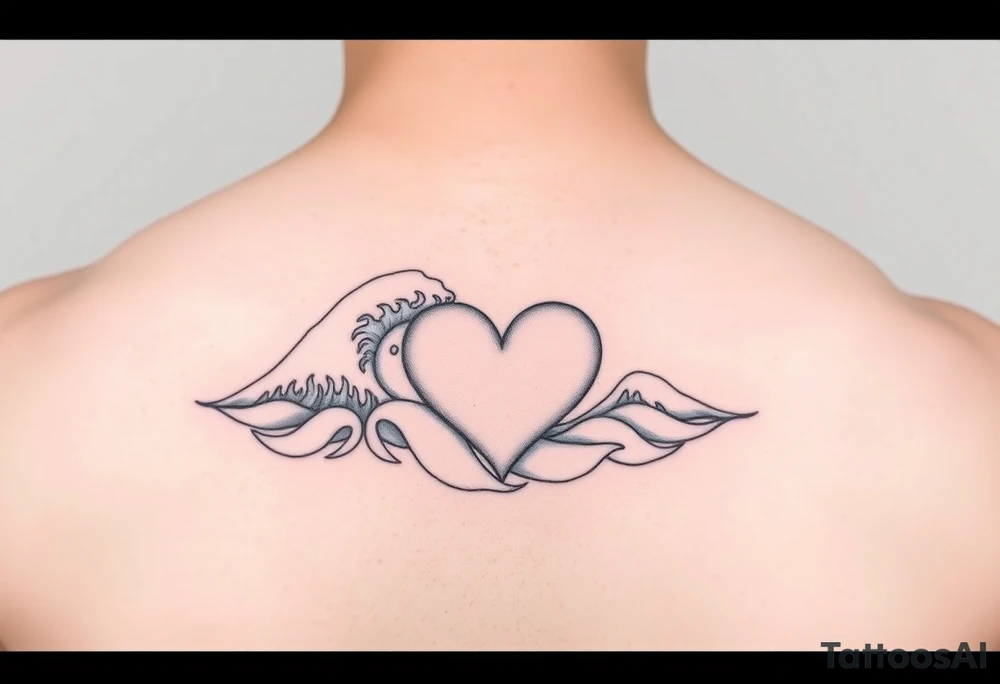 SEA WAVES IN BICEP, SUBTLY, THE HIGHEST TIDE BECOMES A HEART. tattoo idea