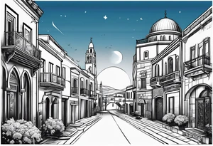 israel city vector vignette tattoo idea