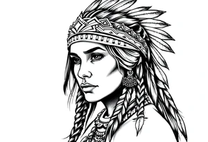 Female Native American with headband tattoo idea