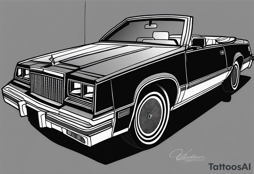 dark 1984 Chrysler lebaron convertible, no background tattoo idea