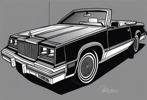 dark 1984 Chrysler lebaron convertible, no background tattoo idea