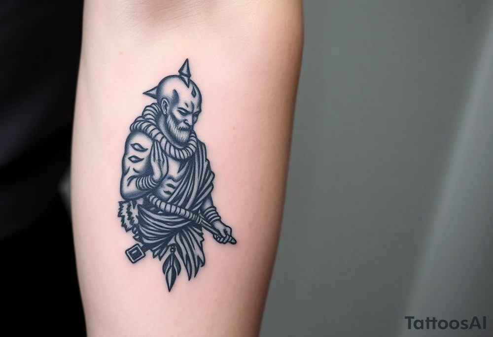 African Warrior and Monk war and peace tattoo idea