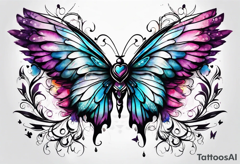Angel wings and butterfly with your wings were ready but my heart was not tattoo idea