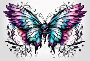Angel wings and butterfly with your wings were ready but my heart was not tattoo idea