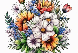 wildflower bouquet tattoo idea
