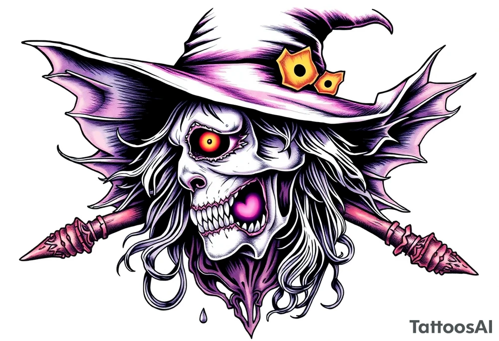 Dangerous witch tattoo idea