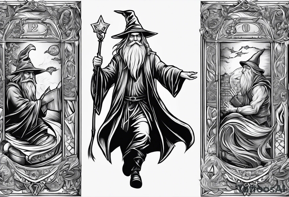 wizard coming out of a book tattoo idea