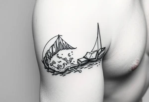 A black and white tattoo that will go on side of the wrist. This is for someone who loves ocean, travel and books. tattoo idea