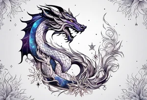 Constellation, dragon, snowflake tattoo idea