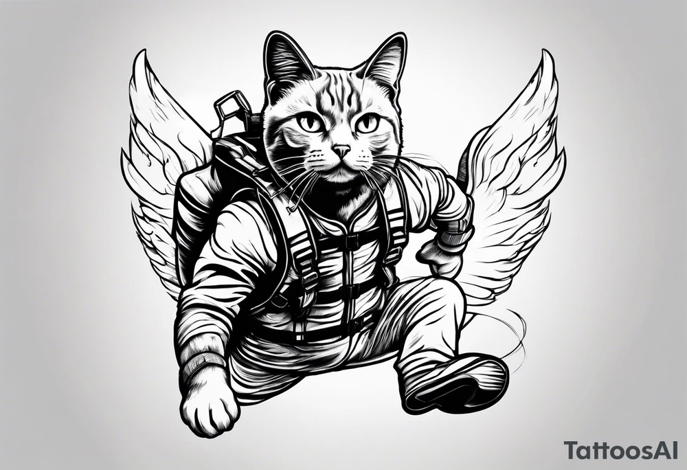 a cat going skydiving tattoo idea