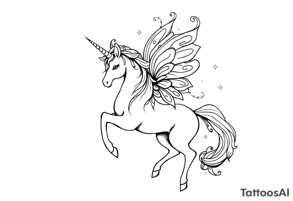 magical fairy unicorn tattoo idea