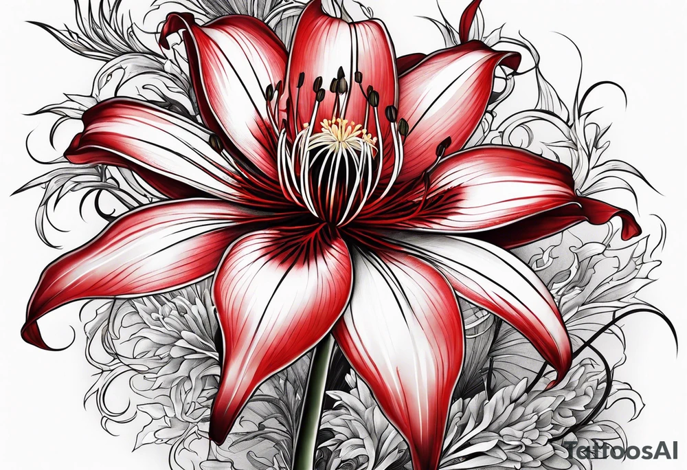 Red Spider Lily, Black Dragon tattoo idea