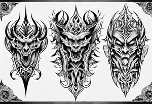 Demonic leg armor symmetrical tattoo idea