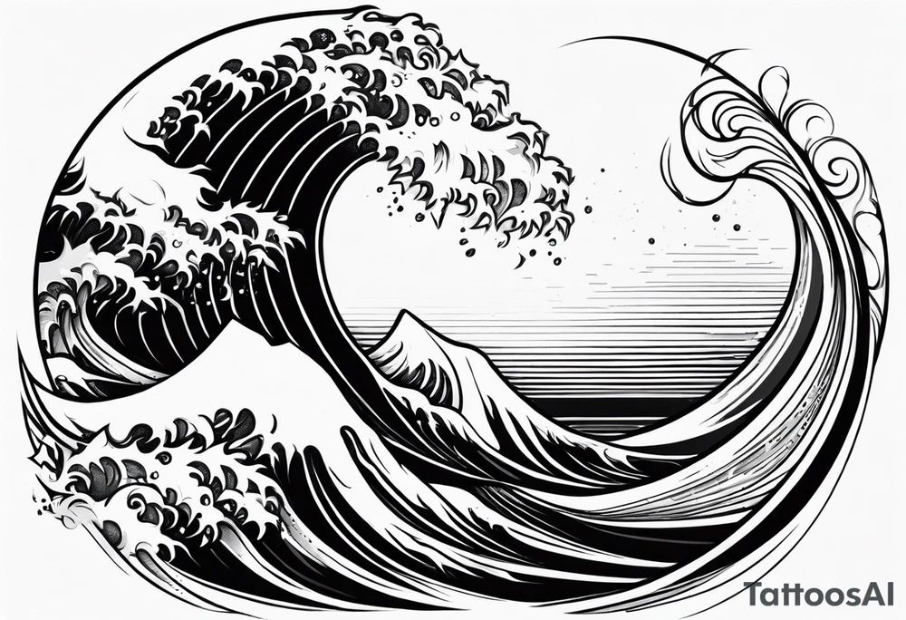 sword, wave, thunderbolt tattoo idea