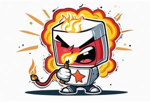 stick of dynamite character is trying to blow out his own burning fuse before he explodes tattoo idea