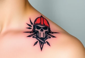 A Czech flag wrapped around a soldier’s helmet, symbolizing honor and national pride tattoo idea