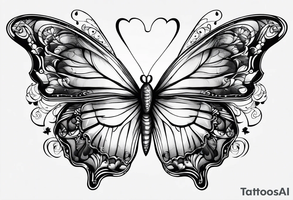 butterfly wings that makes a heart tattoo idea