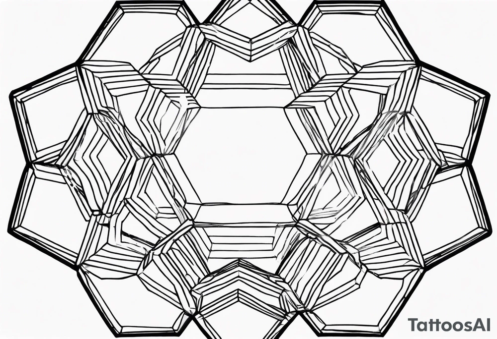 Draw twelve black and white adjacent hexagons connected in a single circle. tattoo idea