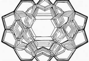 Draw twelve black and white adjacent hexagons connected in a single circle. tattoo idea