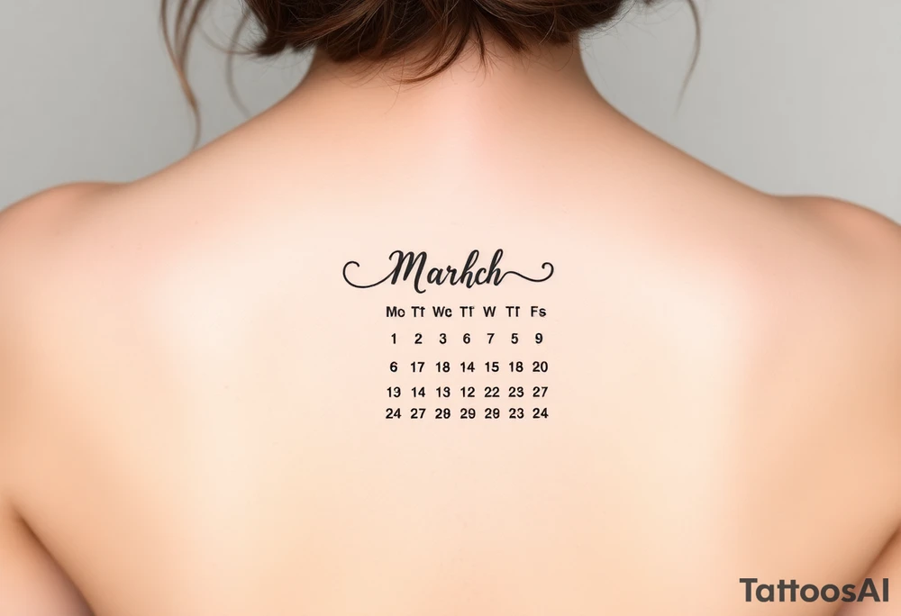 A calendar with 11th March tattoo idea