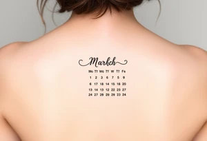 A calendar with 11th March tattoo idea