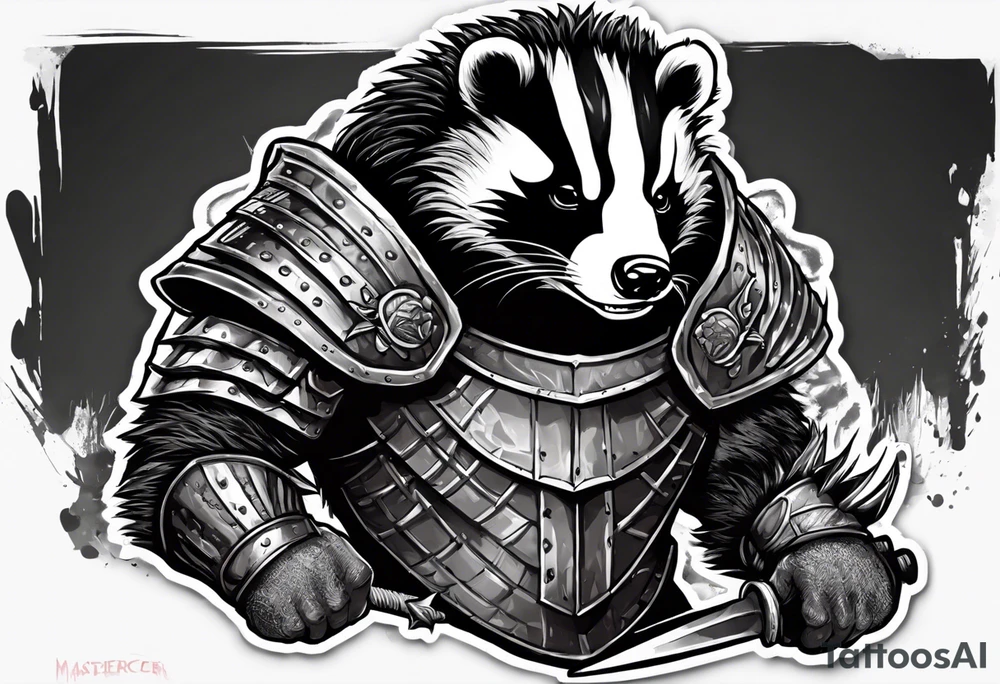 Draw me badger/Gladiator with aggressive full body, killer face with a smile, very long nails and he attacks like a Bloody Gladiator to enemy and also, he has very deadly looking. The only weapon is his braveness he fights with his nails. Everybody scares after their first sight. And horror type Badger this is with a full body. tattoo idea