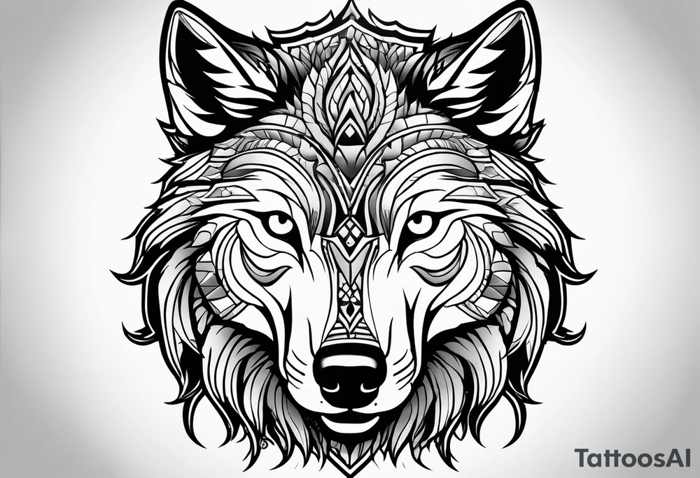 Wolf face, front on tattoo idea
