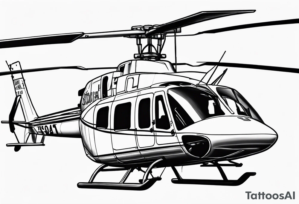 a bell 407 helicopter with the name T. Sousa on it. tattoo idea a bell 407 helicopter with the name T. Sousa on it. tattoo idea