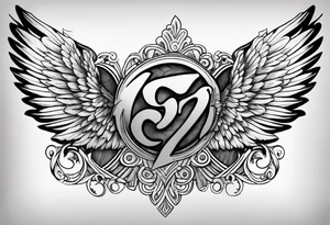 The word Glenn with angel Wings at the side tattoo idea