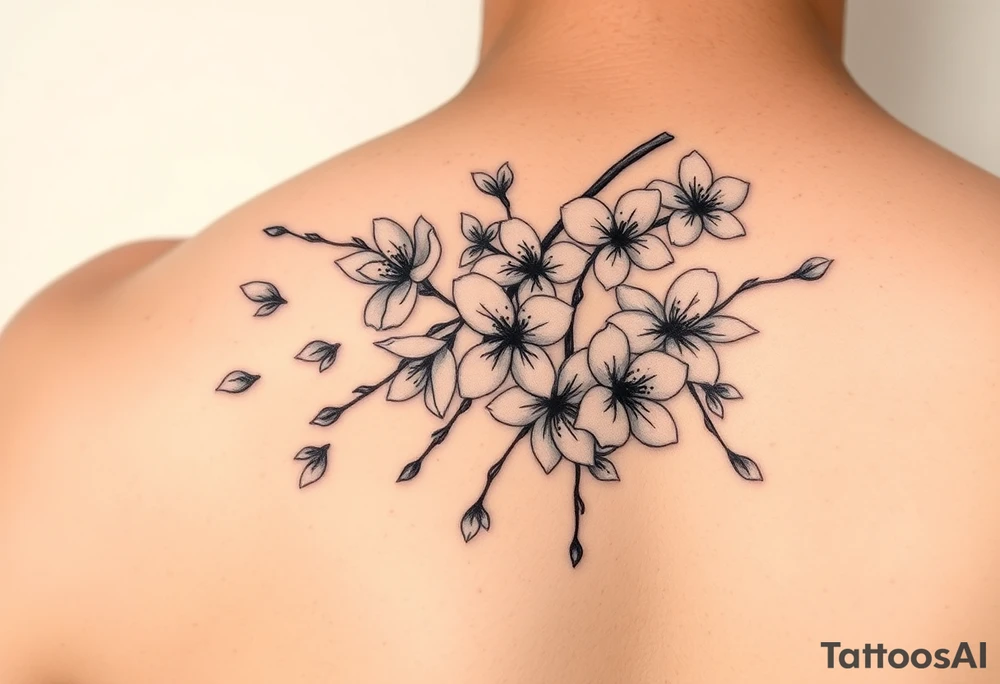 delicate cherry blossoms swirling in spring breeze with petals tattoo idea delicate cherry blossoms swirling in spring breeze with petals tattoo idea