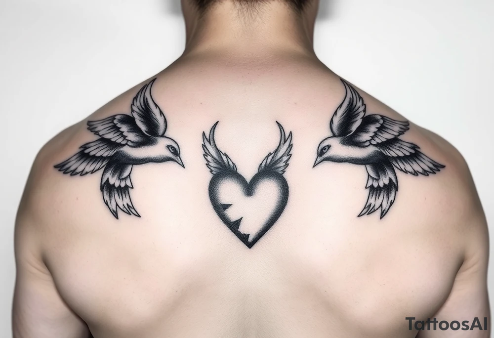 Gates of heaven Money Doves broken heart lonely tattoo idea