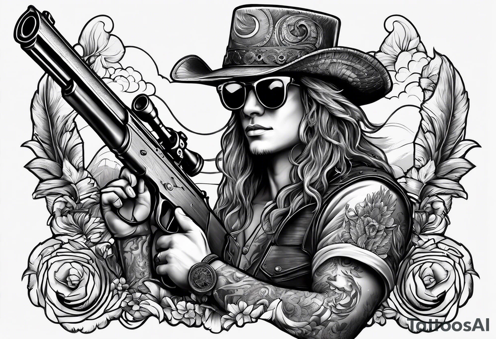 capricorn with sunglasses and shotgun tattoo idea