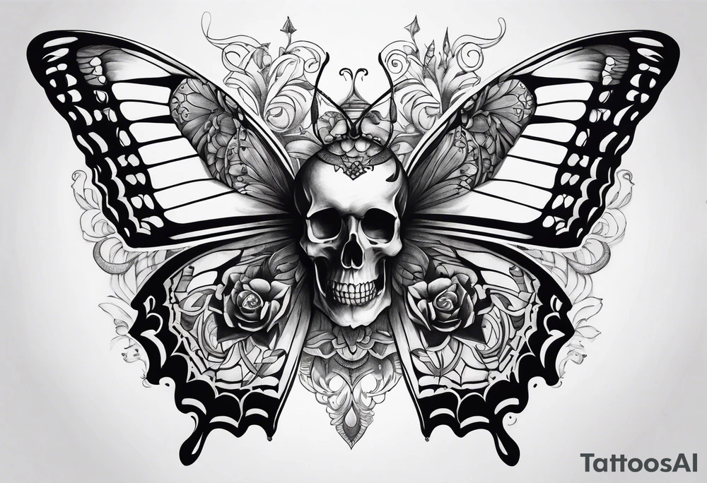 reincarnation, butterfly, skull tattoo idea