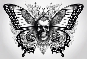 reincarnation, butterfly, skull tattoo idea