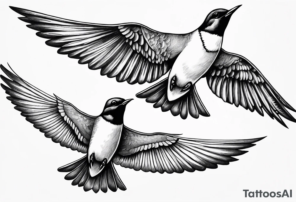 Two flying swallows with the word achentachetig tattoo idea Two flying swallows with the word achentachetig tattoo idea