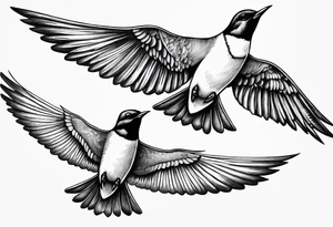 Two flying swallows with the word achentachetig tattoo idea