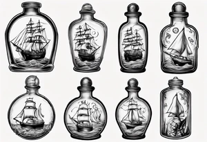 Sailing ship in a bottle tattoo idea