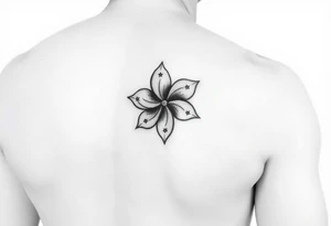 Hong kong flag, no stars inside the flower, the center of the flower is on the right elbow and wraps around the right 
arm. tattoo idea