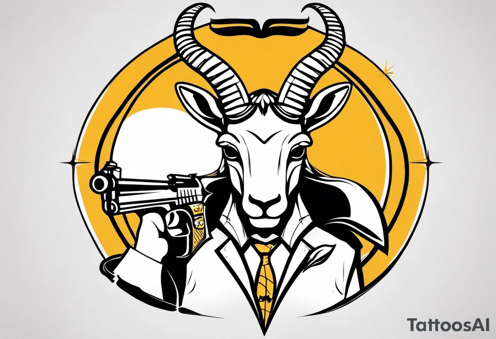 capricorn man with sunglasses and gun tattoo idea